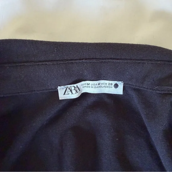 Zara Ruched Polo Bodysuit in Black. Size Medium - Picture 4 of 5